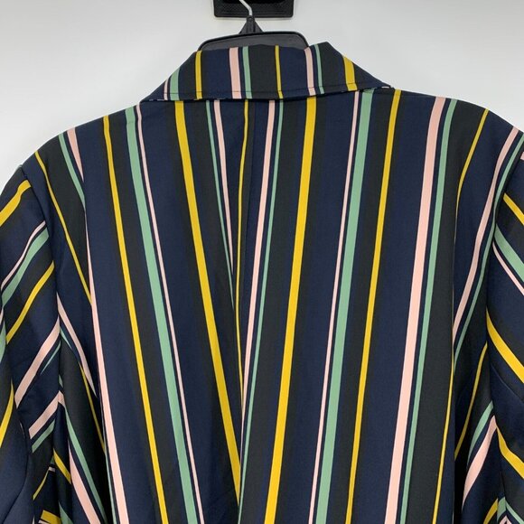 Eloquii Blazer Jacket Blue Black Stripe Tie Waist NWT - Picture 7 of 8